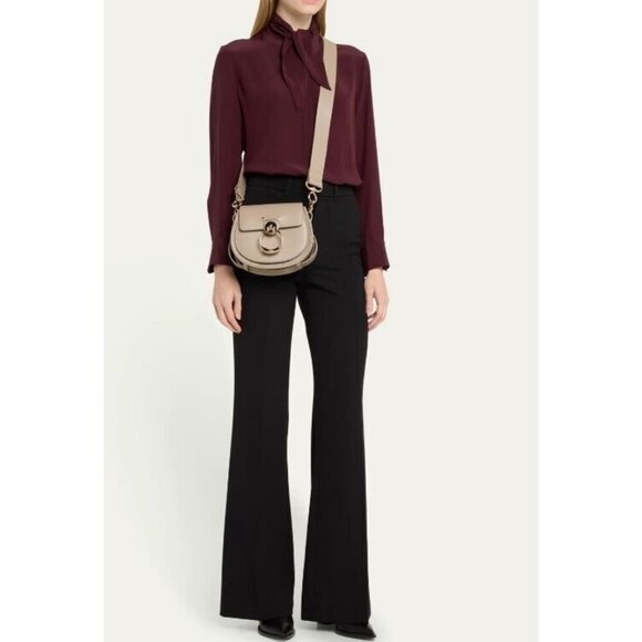 CHLOE Tess calf leather and suede small crossbody bag + Dust bag MOTTY GREY - Picture 11 of 13